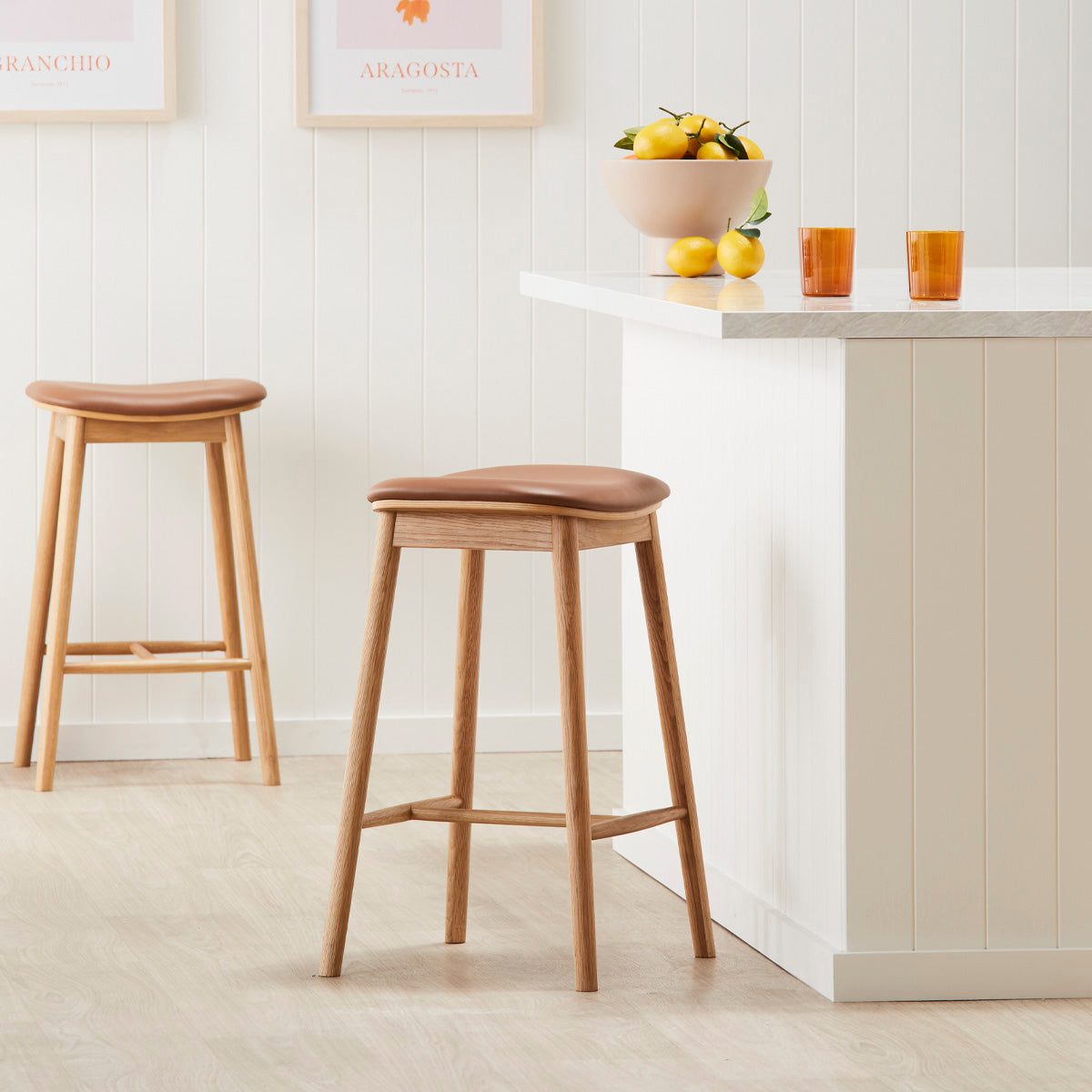 Lando Leather Backless Bar Stool