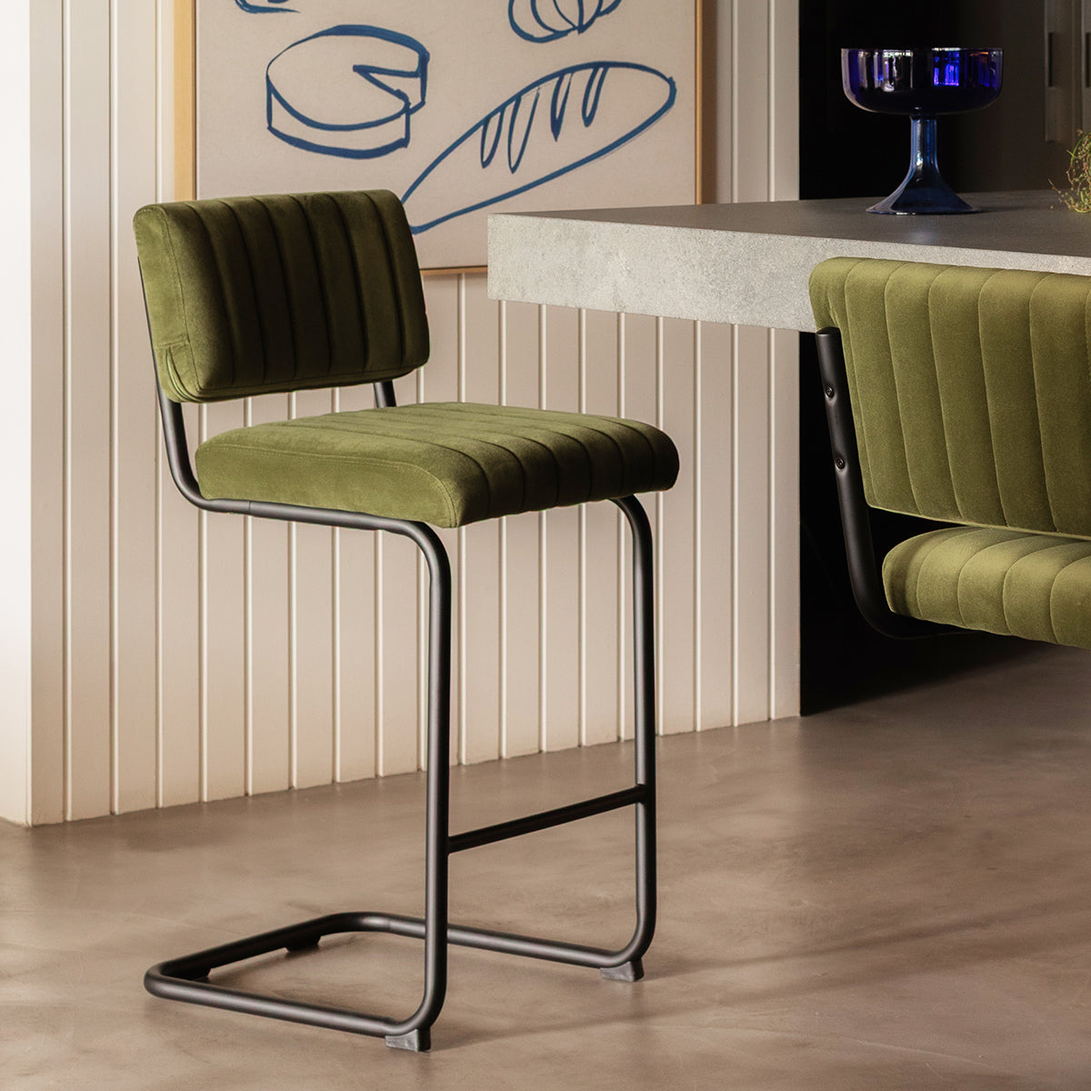 Blake Velvet Bar Stool