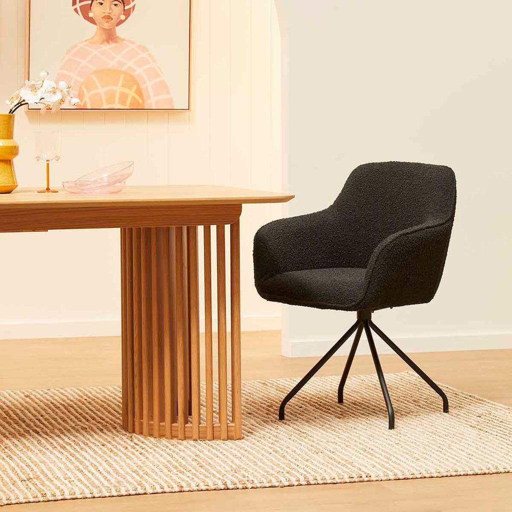 Levi Swivel Boucle Dining Arm Chair